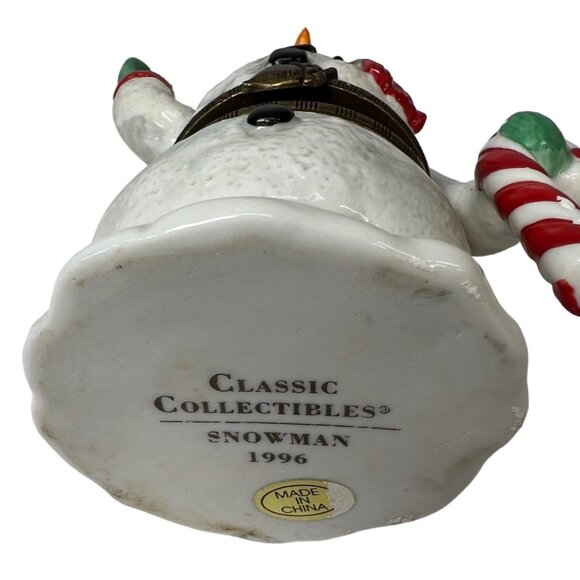 Classic Collectibles 1996 Ceramic Snowman Trinket Box Hinged - Picture 6 of 6